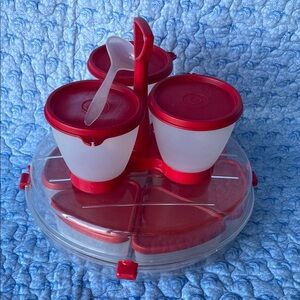 Tupperware Red and White Set